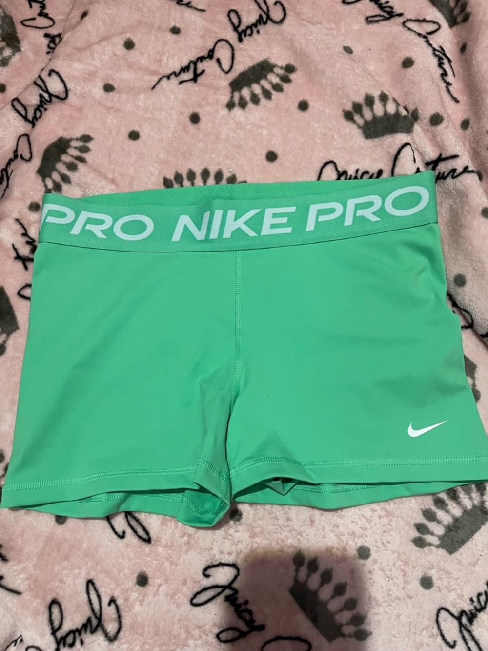 Nike Mint Green Compression Shorts with White Swoosh